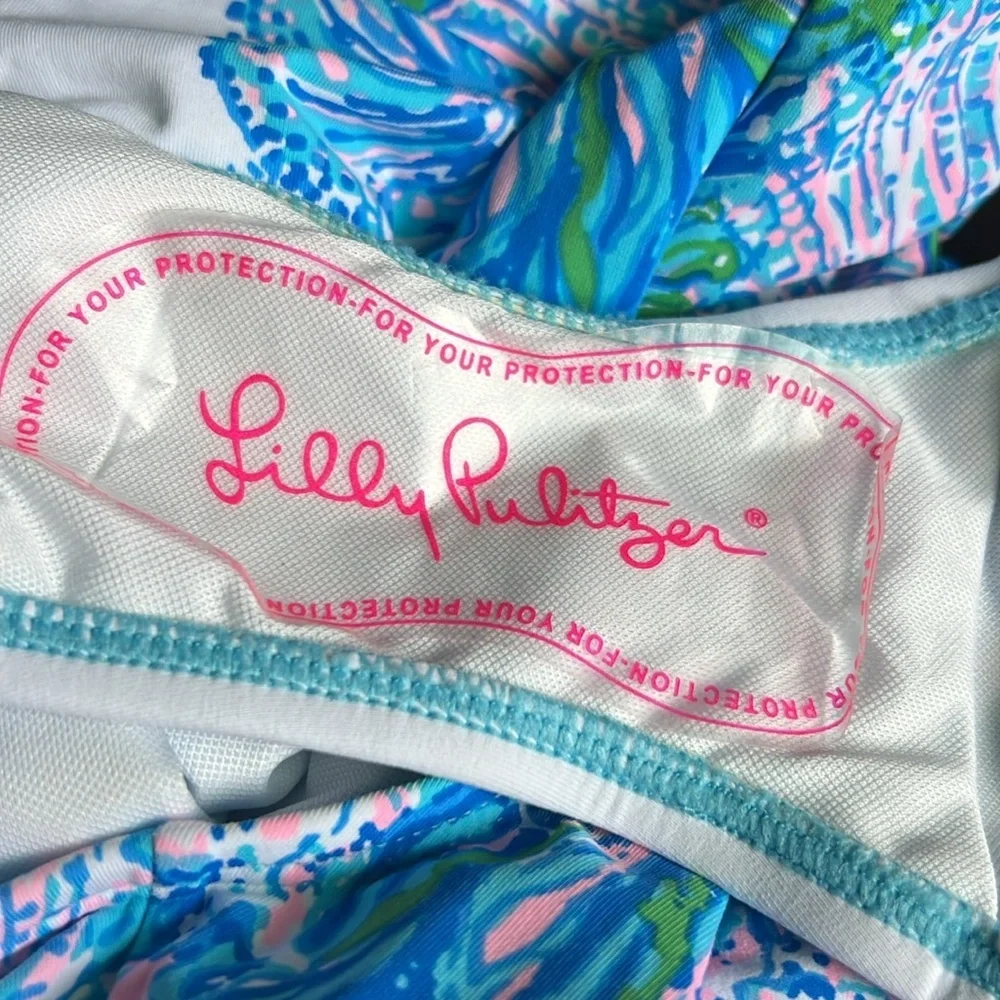 Lilly Pulitzer Brin One Piece Swimsuit NWT Size 8 White Blue Coral Print - Picture 8 of 8